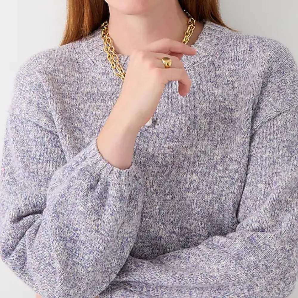 J. Crew - Puff-sleeve crewneck sweater - Apricot Ivory - Picture 3 of 4